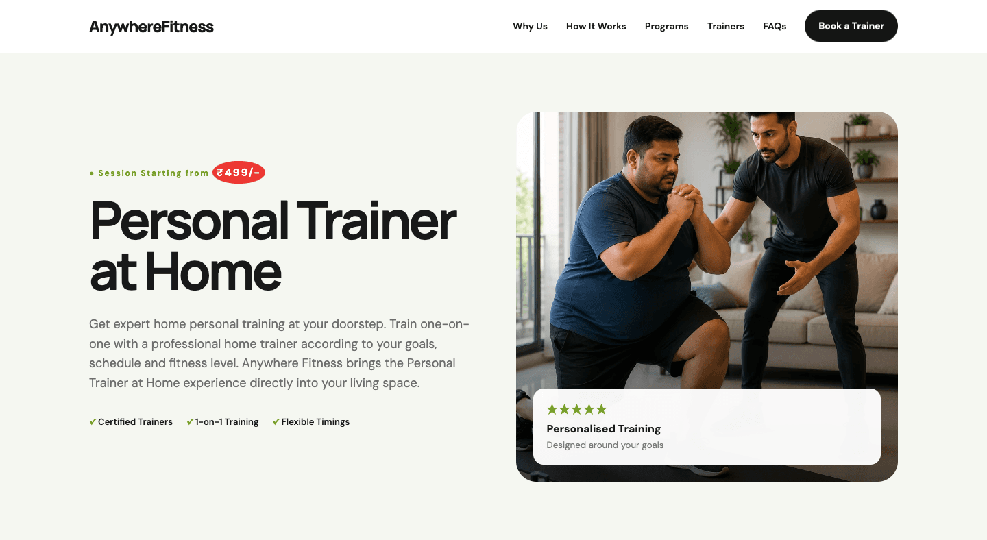 Personal Trainer at Home – Anywhere Fitness desktop view